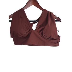 2 piece Chocolate Tummy Control Ruched High Waist Bikini SZ XL